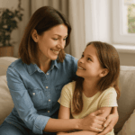 foto de una mamá abrazando a su hija, autoestima en hijos
